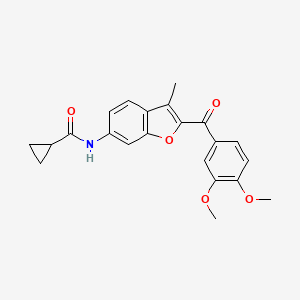 molecular formula C22H21NO5 B2728211 N-[2-(3,4-dimethoxybenzoyl)-3-methyl-1-benzofuran-6-yl]cyclopropanecarboxamide CAS No. 920430-33-7