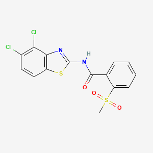 molecular formula C15H10Cl2N2O3S2 B2728215 N-(4,5-dichloro-1,3-benzothiazol-2-yl)-2-methanesulfonylbenzamide CAS No. 896270-03-4