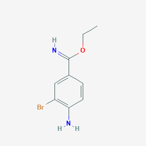 molecular formula C9H11BrN2O B2728227 Ethyl 4-amino-3-bromobenzenecarboximidate CAS No. 1378864-87-9