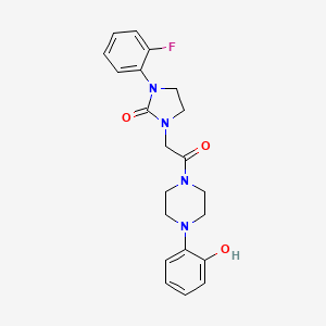 molecular formula C21H23FN4O3 B2728235 1-(2-Fluorophenyl)-3-(2-(4-(2-hydroxyphenyl)piperazin-1-yl)-2-oxoethyl)imidazolidin-2-one CAS No. 1327240-12-9