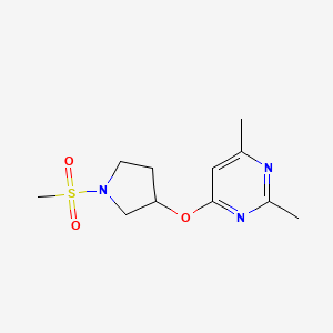 molecular formula C11H17N3O3S B2728238 4-[(1-Methanesulfonylpyrrolidin-3-yl)oxy]-2,6-dimethylpyrimidine CAS No. 2097895-06-0
