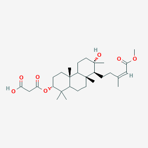 molecular formula C29H46O7 B2728241 3-[[(2R,4Ar,7S,8S,8aR)-7-hydroxy-8-[(Z)-5-methoxy-3-methyl-5-oxopent-3-enyl]-1,1,4a,7,8a-pentamethyl-2,3,4,4b,5,6,8,9,10,10a-decahydrophenanthren-2-yl]oxy]-3-oxopropanoic acid CAS No. 1426915-38-9