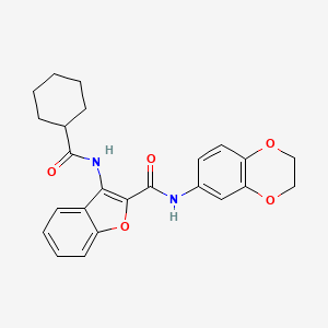 3-(cyclohexanecarboxamido)-N-(2,3-dihydrobenzo[b][1,4]dioxin-6-yl)benzofuran-2-carboxamide