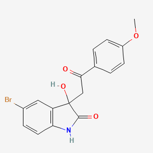 molecular formula C17H14BrNO4 B2728246 5-bromo-3-hydroxy-3-[2-(4-methoxyphenyl)-2-oxoethyl]-1,3-dihydro-2H-indol-2-one CAS No. 258264-67-4