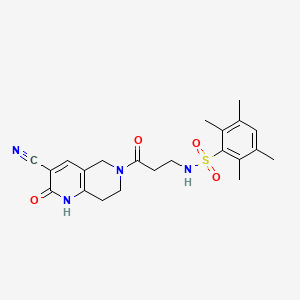 N-(3-(3-cyano-2-oxo-1,2,7,8-tetrahydro-1,6-naphthyridin-6(5H)-yl)-3-oxopropyl)-2,3,5,6-tetramethylbenzenesulfonamide