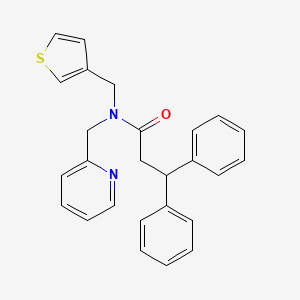 3,3-diphenyl-N-(pyridin-2-ylmethyl)-N-(thiophen-3-ylmethyl)propanamide