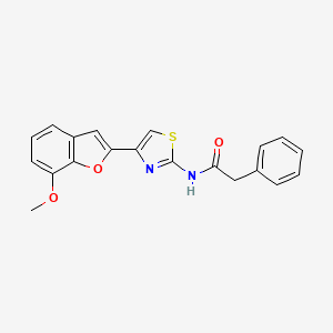 molecular formula C20H16N2O3S B2728303 N-[4-(7-methoxy-1-benzofuran-2-yl)-1,3-thiazol-2-yl]-2-phenylacetamide CAS No. 921525-62-4