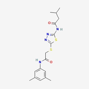 N-(5-((2-((3,5-dimethylphenyl)amino)-2-oxoethyl)thio)-1,3,4-thiadiazol-2-yl)-3-methylbutanamide