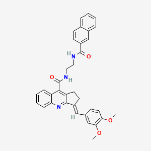 (3E)-3-[(3,4-Dimethoxyphenyl)methylidene]-N-[2-(naphthalene-2-carbonylamino)ethyl]-1,2-dihydrocyclopenta[b]quinoline-9-carboxamide