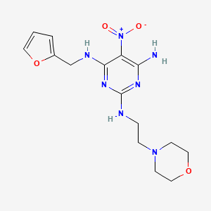 molecular formula C15H21N7O4 B2728318 N4-(furan-2-ylmethyl)-N2-(2-morpholinoethyl)-5-nitropyrimidine-2,4,6-triamine CAS No. 673498-05-0
