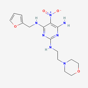 molecular formula C15H21N7O4 B2728318 4-N-(furan-2-ylmethyl)-2-N-(2-morpholin-4-ylethyl)-5-nitropyrimidine-2,4,6-triamine CAS No. 673498-05-0