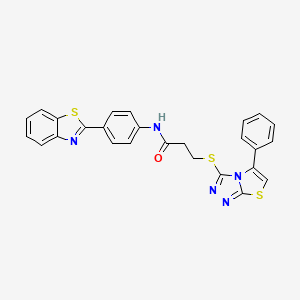 molecular formula C26H19N5OS3 B2728325 N-(4-(benzo[d]thiazol-2-yl)phenyl)-3-((5-phenylthiazolo[2,3-c][1,2,4]triazol-3-yl)thio)propanamide CAS No. 690271-76-2