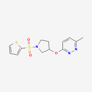 molecular formula C13H15N3O3S2 B2728327 3-Methyl-6-((1-(thiophen-2-ylsulfonyl)pyrrolidin-3-yl)oxy)pyridazine CAS No. 2034581-80-9