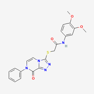 molecular formula C21H19N5O4S B2728333 N-(3,4-dimethoxyphenyl)-2-({8-oxo-7-phenyl-7H,8H-[1,2,4]triazolo[4,3-a]pyrazin-3-yl}sulfanyl)acetamide CAS No. 1242878-62-1