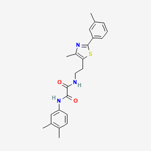 molecular formula C23H25N3O2S B2728334 N'-(3,4-dimethylphenyl)-N-{2-[4-methyl-2-(3-methylphenyl)-1,3-thiazol-5-yl]ethyl}ethanediamide CAS No. 894018-50-9
