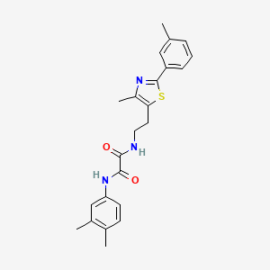 molecular formula C23H25N3O2S B2728334 N1-(3,4-dimethylphenyl)-N2-(2-(4-methyl-2-(m-tolyl)thiazol-5-yl)ethyl)oxalamide CAS No. 894018-50-9