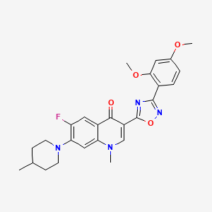 molecular formula C26H27FN4O4 B2728352 3-(3-(2,4-dimethoxyphenyl)-1,2,4-oxadiazol-5-yl)-6-fluoro-1-methyl-7-(4-methylpiperidin-1-yl)quinolin-4(1H)-one CAS No. 1111044-85-9