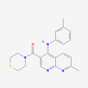 molecular formula C21H22N4OS B2728356 (7-Methyl-4-(m-tolylamino)-1,8-naphthyridin-3-yl)(thiomorpholino)methanone CAS No. 1251543-82-4