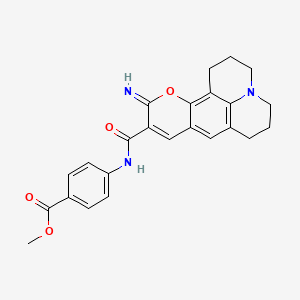 molecular formula C24H23N3O4 B2728359 Methyl 4-{4-imino-3-oxa-13-azatetracyclo[7.7.1.0^{2,7}.0^{13,17}]heptadeca-1,5,7,9(17)-tetraene-5-amido}benzoate CAS No. 901728-60-7
