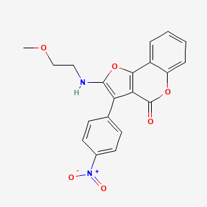 molecular formula C20H16N2O6 B2728361 2-((2-methoxyethyl)amino)-3-(4-nitrophenyl)-4H-furo[3,2-c]chromen-4-one CAS No. 923234-94-0