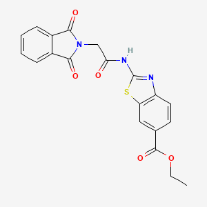 molecular formula C20H15N3O5S B2728365 Ethyl 2-(2-(1,3-dioxoisoindolin-2-yl)acetamido)benzo[d]thiazole-6-carboxylate CAS No. 946236-84-6
