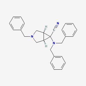 molecular formula C27H27N3 B2728366 1alpha,5alpha,6beta-3-Benzyl-6-dibenzylamino-3-aza-bicyclo[3.1.0]hexane-6-carbonitrile CAS No. 164799-11-5