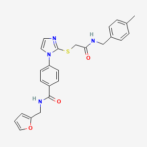 molecular formula C25H24N4O3S B2728367 N-(2-呋喃基甲基)-4-(2-({2-[(4-甲基苯基)氨基]-2-氧代乙基}硫)-1H-咪唑-1-基)苯甲酰胺 CAS No. 1207056-06-1