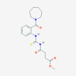 molecular formula C19H25N3O4S B2728368 METHYL 4-({[2-(AZEPANE-1-CARBONYL)PHENYL]CARBAMOTHIOYL}AMINO)-4-OXOBUTANOATE CAS No. 875206-63-6
