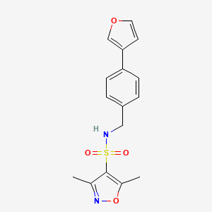 molecular formula C16H16N2O4S B2728394 N-(4-(furan-3-yl)benzyl)-3,5-dimethylisoxazole-4-sulfonamide CAS No. 2034285-32-8