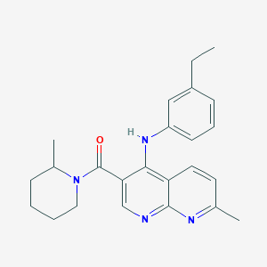 molecular formula C24H28N4O B2728398 N-(3-ethylphenyl)-7-methyl-3-(2-methylpiperidine-1-carbonyl)-1,8-naphthyridin-4-amine CAS No. 1251571-19-3