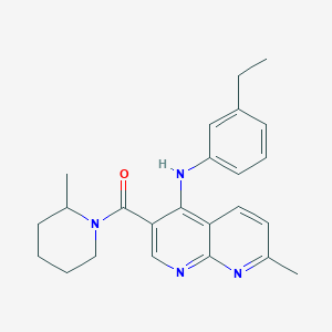 molecular formula C24H28N4O B2728398 (4-((3-Ethylphenyl)amino)-7-methyl-1,8-naphthyridin-3-yl)(2-methylpiperidin-1-yl)methanone CAS No. 1251571-19-3