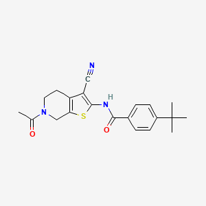 molecular formula C21H23N3O2S B2728399 N-(6-acetyl-3-cyano-4,5,6,7-tetrahydrothieno[2,3-c]pyridin-2-yl)-4-(tert-butyl)benzamide CAS No. 864858-93-5