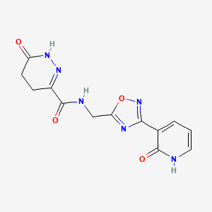 molecular formula C13H12N6O4 B2728401 6-oxo-N-((3-(2-oxo-1,2-dihydropyridin-3-yl)-1,2,4-oxadiazol-5-yl)methyl)-1,4,5,6-tetrahydropyridazine-3-carboxamide CAS No. 2034319-71-4
