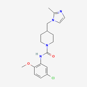 molecular formula C18H23ClN4O2 B2728410 N-(5-chloro-2-methoxyphenyl)-4-((2-methyl-1H-imidazol-1-yl)methyl)piperidine-1-carboxamide CAS No. 1421522-88-4