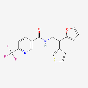 molecular formula C17H13F3N2O2S B2728417 N-[2-(呋喃-2-基)-2-(噻吩-3-基)乙基]-6-(三氟甲基)吡啶-3-甲酰胺 CAS No. 2097932-60-8