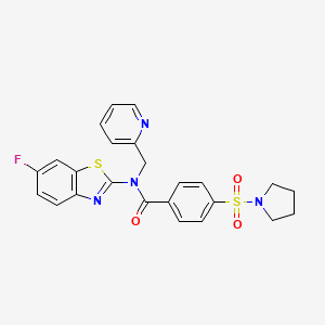 molecular formula C24H21FN4O3S2 B2728437 N-(6-fluorobenzo[d]thiazol-2-yl)-N-(pyridin-2-ylmethyl)-4-(pyrrolidin-1-ylsulfonyl)benzamide CAS No. 899735-90-1