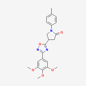 molecular formula C22H23N3O5 B2728478 1-(p-Tolyl)-4-(3-(3,4,5-trimethoxyphenyl)-1,2,4-oxadiazol-5-yl)pyrrolidin-2-one CAS No. 946307-18-2