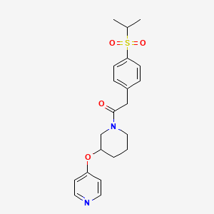 molecular formula C21H26N2O4S B2728480 2-(4-(Isopropylsulfonyl)phenyl)-1-(3-(pyridin-4-yloxy)piperidin-1-yl)ethanone CAS No. 2034573-69-6