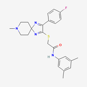 molecular formula C24H27FN4OS B2728485 N-(3,5-dimethylphenyl)-2-((3-(4-fluorophenyl)-8-methyl-1,4,8-triazaspiro[4.5]deca-1,3-dien-2-yl)thio)acetamide CAS No. 1217105-56-0