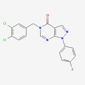 molecular formula C18H11Cl2FN4O B2728486 5-[(3,4-Dichlorophenyl)methyl]-1-(4-fluorophenyl)pyrazolo[3,4-d]pyrimidin-4-one CAS No. 852451-00-4