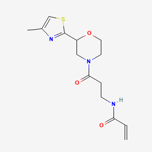 molecular formula C14H19N3O3S B2728491 N-[3-[2-(4-Methyl-1,3-thiazol-2-yl)morpholin-4-yl]-3-oxopropyl]prop-2-enamide CAS No. 2197572-08-8