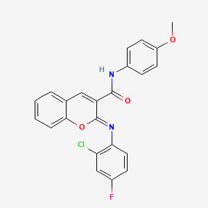 molecular formula C23H16ClFN2O3 B2728492 (2Z)-2-[(2-chloro-4-fluorophenyl)imino]-N-(4-methoxyphenyl)-2H-chromene-3-carboxamide CAS No. 1327171-59-4