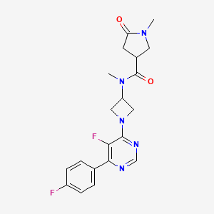 molecular formula C20H21F2N5O2 B2728516 N-{1-[5-fluoro-6-(4-fluorophenyl)pyrimidin-4-yl]azetidin-3-yl}-N,1-dimethyl-5-oxopyrrolidine-3-carboxamide CAS No. 2380172-78-9