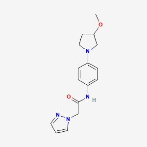 molecular formula C16H20N4O2 B2728534 N-(4-(3-methoxypyrrolidin-1-yl)phenyl)-2-(1H-pyrazol-1-yl)acetamide CAS No. 1797888-32-4