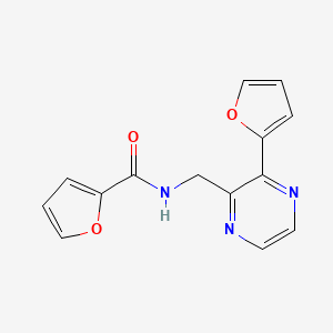 molecular formula C14H11N3O3 B2728573 N-((3-(furan-2-yl)pyrazin-2-yl)methyl)furan-2-carboxamide CAS No. 2034369-64-5