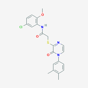 molecular formula C21H20ClN3O3S B2728574 N-(5-chloro-2-methoxyphenyl)-2-{[4-(3,4-dimethylphenyl)-3-oxo-3,4-dihydropyrazin-2-yl]sulfanyl}acetamide CAS No. 932489-78-6