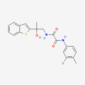 molecular formula C20H19FN2O3S B2728595 N-[2-(1-benzothiophen-2-yl)-2-hydroxypropyl]-N'-(3-fluoro-4-methylphenyl)ethanediamide CAS No. 2034569-57-6