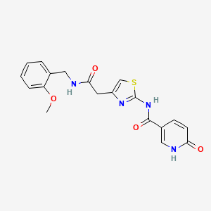molecular formula C19H18N4O4S B2728646 N-(4-(2-((2-methoxybenzyl)amino)-2-oxoethyl)thiazol-2-yl)-6-oxo-1,6-dihydropyridine-3-carboxamide CAS No. 946258-72-6