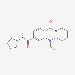 molecular formula C20H27N3O2 B2728647 N-cyclopentyl-5-ethyl-11-oxo-5,6,7,8,9,11-hexahydro-5aH-pyrido[2,1-b]quinazoline-3-carboxamide CAS No. 1574595-90-6