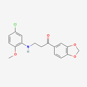 molecular formula C17H16ClNO4 B2728738 1-(1,3-Benzodioxol-5-yl)-3-(5-chloro-2-methoxyanilino)-1-propanone CAS No. 477328-94-2